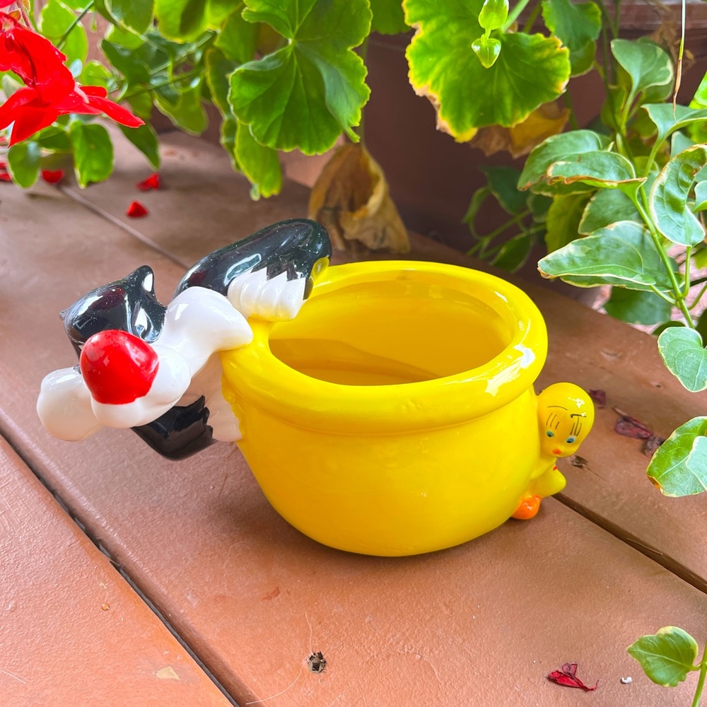 3/$30 🌟 AS IS Warner Bros Looney Tunes Planter Pot Tweety and Sylvester